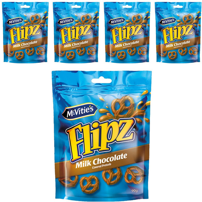 플립즈 밀크초콜릿 프레첼, 90g, 5개