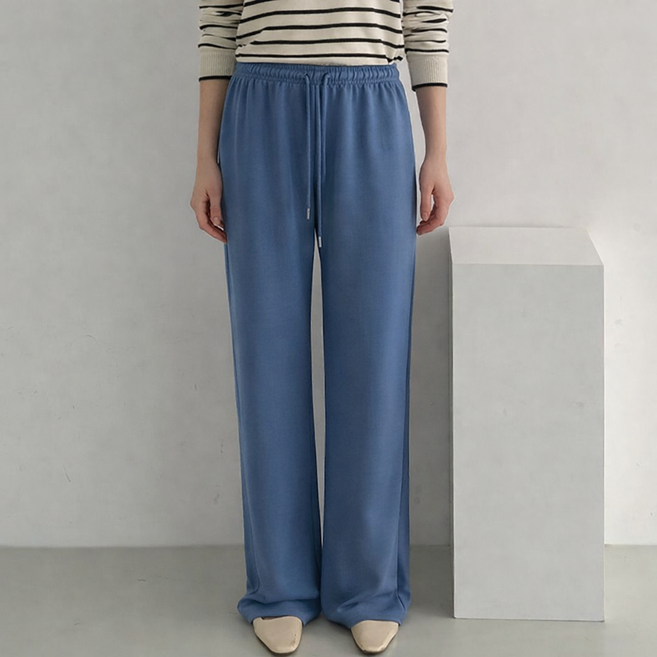 다미타니 와이드 부츠컷 팬츠 허리 밴딩 긴바지 OCZ0963