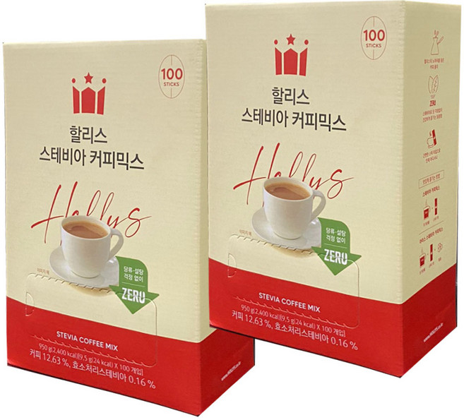 할리스 스테비아 커피믹스, 9.5g, 100개입, 2개
