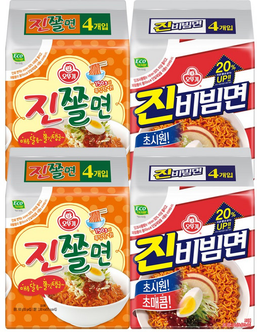 오뚜기 진비빔면 4입 2개+진쫄면 4입 2개, 1세트