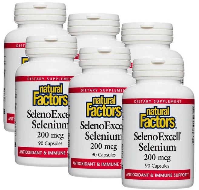 내추럴팩터스 셀레노엑셀 셀레늄 200mcg 캡슐 Natural Factors SelenoExcell Selenium, 90정, 6개 - 쿠팡