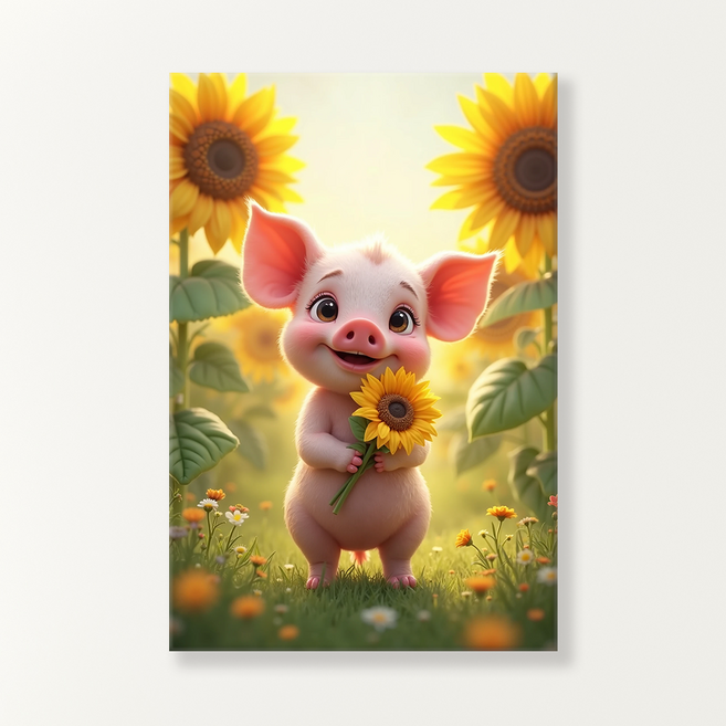 네모아트 돈들어오는그림 해바라기 돼지 그림 인테리어 액자 캔버스액자, 4. 행운 복돼지