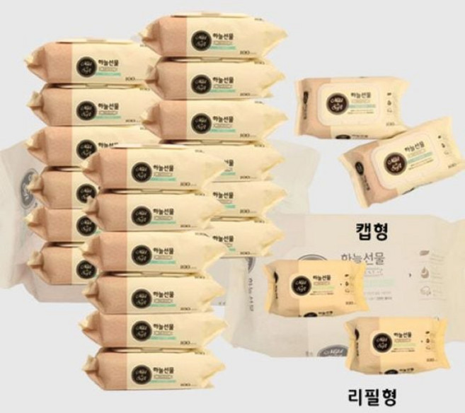 하늘선물 물티슈 - 100매 (캡형/리필형)_ 202677655EA, 리필형, 1, 100