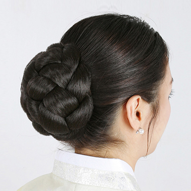 큰꽃방울 한복머리 올림머리 승무원머리 한복머리가발 JW61, #2 자연검정색, 1개