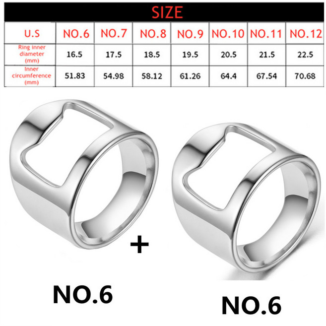 손가락 병따개 반지 17mm/18mm/19mm/20mm 직경 오픈 맥주 도구 주방 액세서리 가제트, 06 Silver 6 Silver 6, 1개