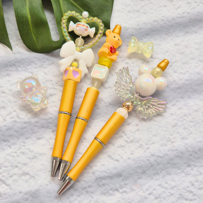 볼펜 꾸미기 볼꾸 키트 귀여워 3종 펜꾸 만들기 동대문 재료, 3개, 옐로