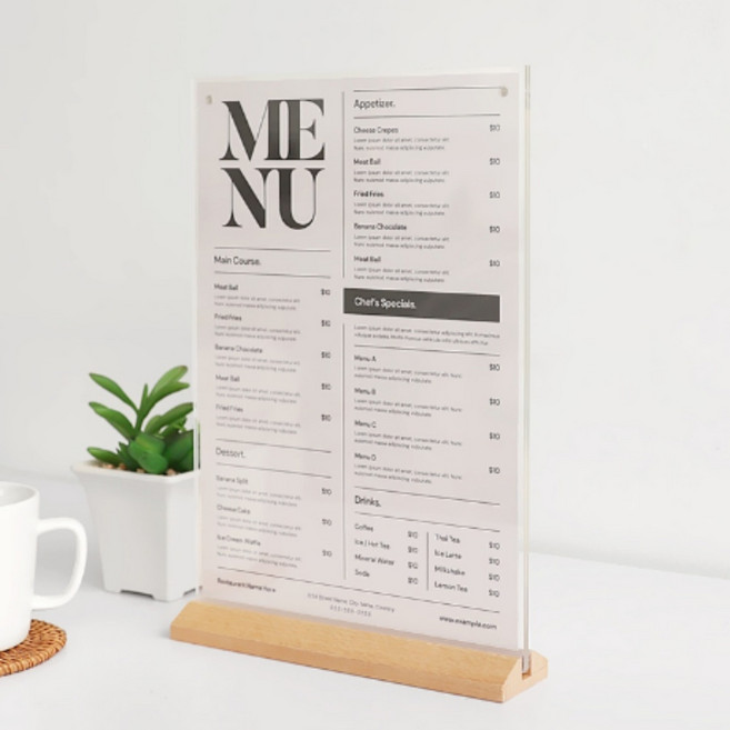 원목프레임 사진액자 A4 메뉴판 카페 인테리어 우드액자, 1개