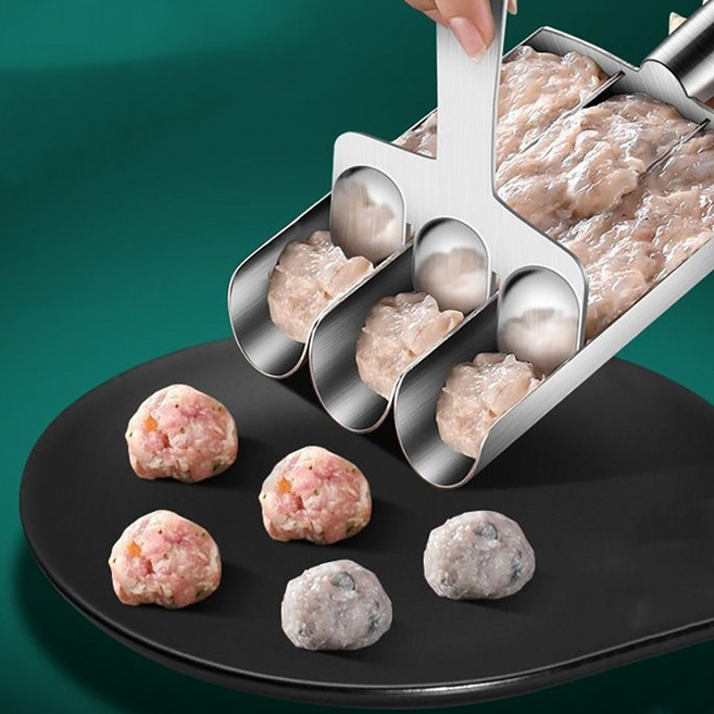 릴스베이 304 스텐 간편 미트볼 고기완자 3단 메이커 어묵모양틀 새우볼 만들기 수제동그랑땡 홈메이드 이유식 유아식, 실버