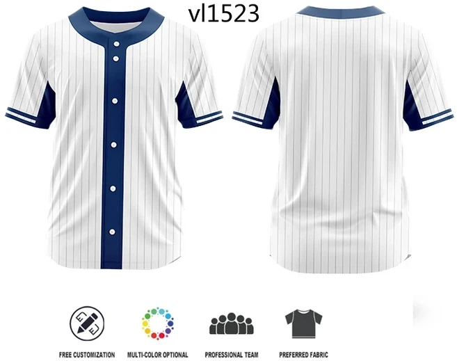 사용자 정의 남자 단추 야구 저지 승화 팀 로고 이름 번호 유니폼 디자인 나만의 운동복 VL1516, 01 M, 01 VL1523