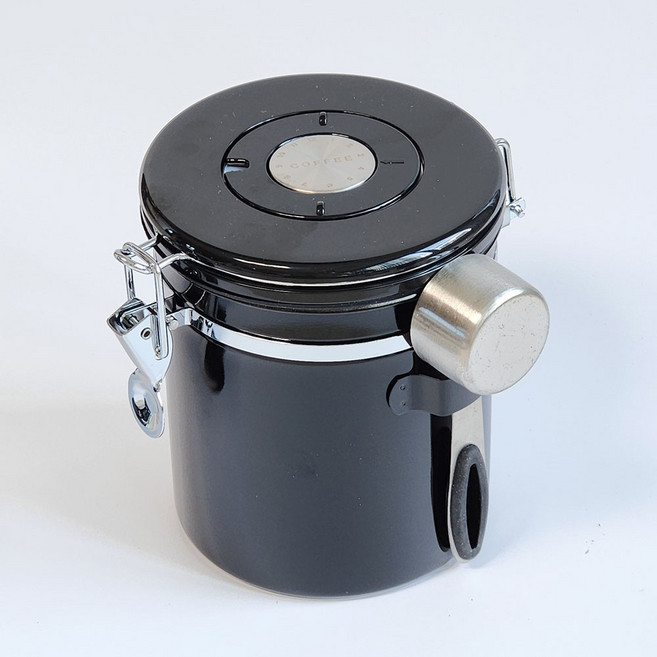 프리즈마 베큠 씰 커피 캐니스터 650g 스테인리스 원두 밀폐용기, 1개, 블랙