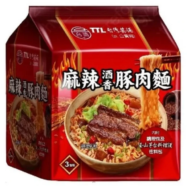 台酒TTL泡麵袋裝, 1個, 麻辣酒香豚肉麵 (3包/袋)
