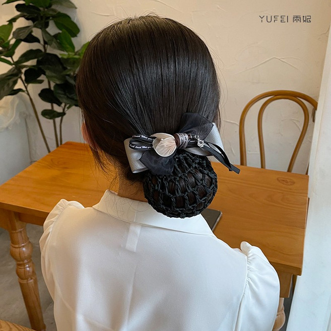 머리 꽃 스튜어디스 간호사 여자 직업 접시 머리 망주머니 고급감 은행 호텔 프론트 리본 엄마 머리띠