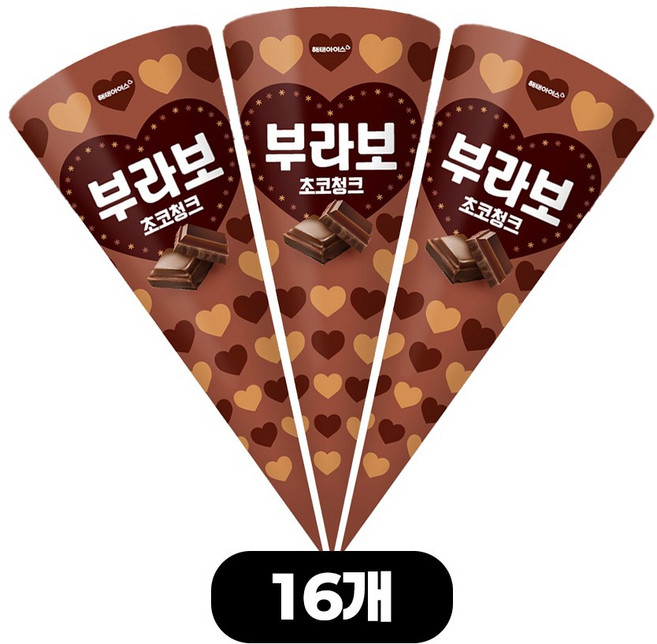 해태 콘 아이스크림 부라보 초코청크, 16개, 150ml