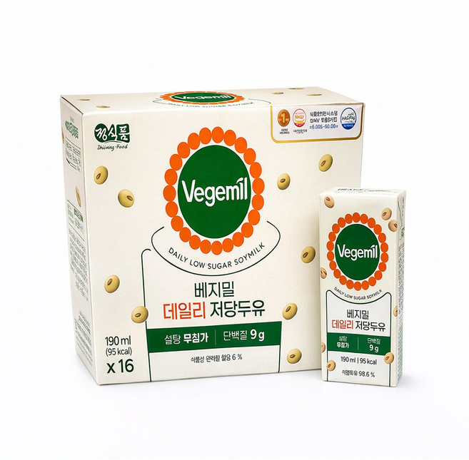 정식품/베지밀에이스190ml(16팩)X4박스/64팩/저당두유, 190ml, 64개