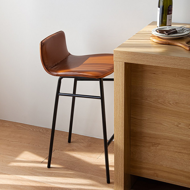 빈 가죽 홈바의자 높은 아일랜드 바 의자 체어, 브라운