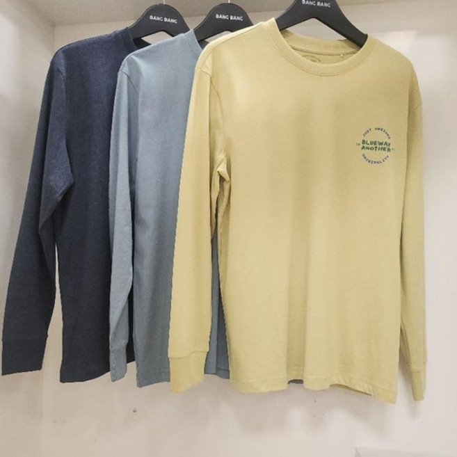 HC15 봄 남성 얇은 소매시보리 라운드 긴팔 티셔츠 NTL222