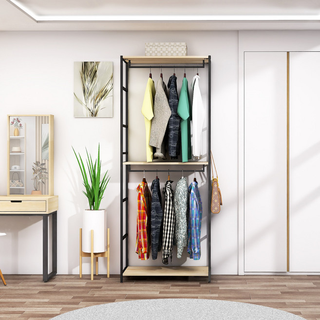 도노스틸 올리카 D4 철제드레스룸 시스템행거 연결옷장깊이 40cm, 블랙