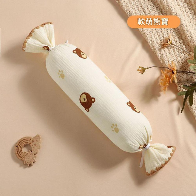 ibooooo 嬰兒安撫枕 寶寶側睡枕, 紗布糖果枕軟萌熊寶 52*10cm, 1個, 1個