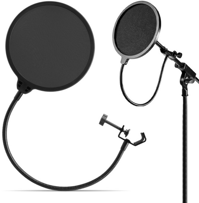 LINJIN 마이크 팝필터 콘덴서 마이크 윈드스크린 지름 15.5CM 방송 라이브 스트리밍 녹음용 1개, black