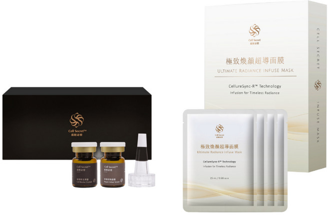 Cell Secret 外泌體 PDRN 藍銅胜肽凍晶安瓶・深層修護緊緻彈潤抗老精華組 與 極致煥顏超導面膜, 1個, 1