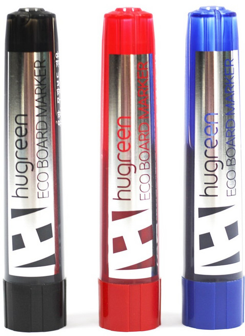 휴그린 에코 마카 / 화이트 보드마카 3색 물백묵 펜 마카 4색 본품 리필 잉크 카트리지 친환경 생잉크 마커, 에코 보드마카, 리필 카트리지, 블랙
