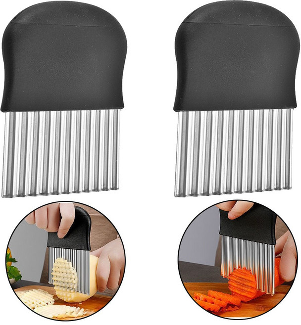 물결 무늬칼 E타입, 2개, 블랙