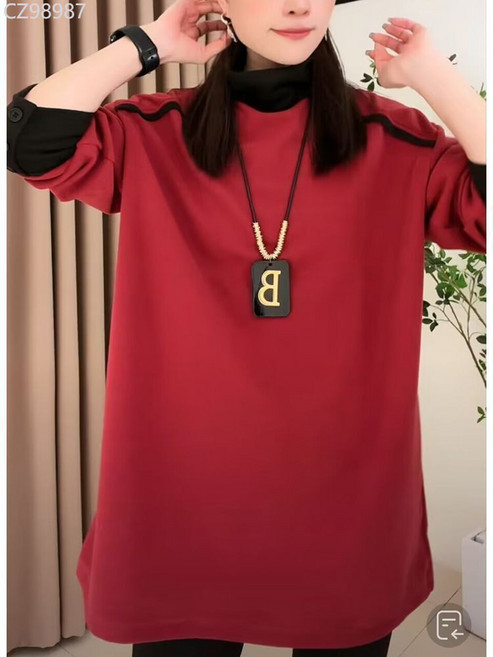 新年紅重磅德絨高領打底衫女秋冬季新款寬鬆顯瘦加絨保暖長袖上衣