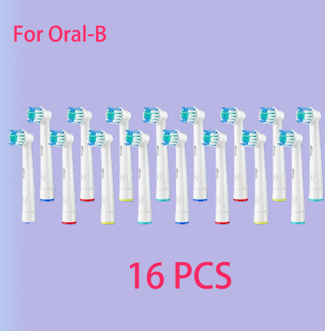구강B 음파 전동 칫솔 고급 파워 프로 헬스 트라이엄프 3D 엑셀 바이탈리티 4 개 8 개 16 개 브러시 헤드, 16Pcs With logo, 02 16pcs With Logo