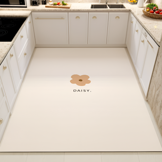 헤토르누 잘라쓰는 주방매트 특대형 방수 미끄럼방지, 1개, 크림 데이지