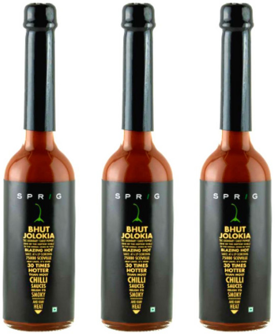 인도 스프리그 부트졸로키아 핫 페퍼 소스 120g X 3세트 (Sprig Bhut Jolokia Sauce) 인도핫소스 고스트페퍼