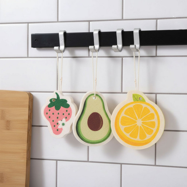 키친9단 식물성 제로웨이스트 셀롤로오스 압축 천연수세미 / 과일 / 개별포장 / 3종 x 2, 1세트, 6개