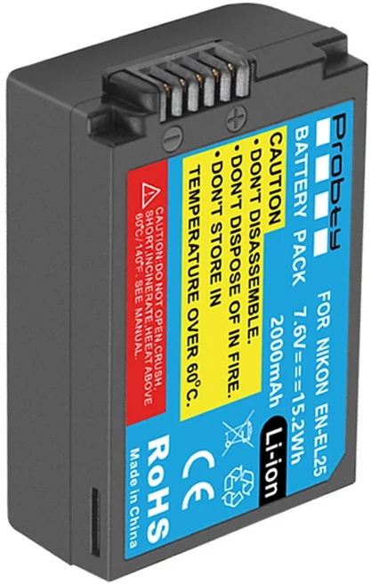 [누리사진관]Nikon Z30 Z50 ZFC Z II용 20W 고속 듀얼 충전기가 포함된 Probty EN-EL25 배터리