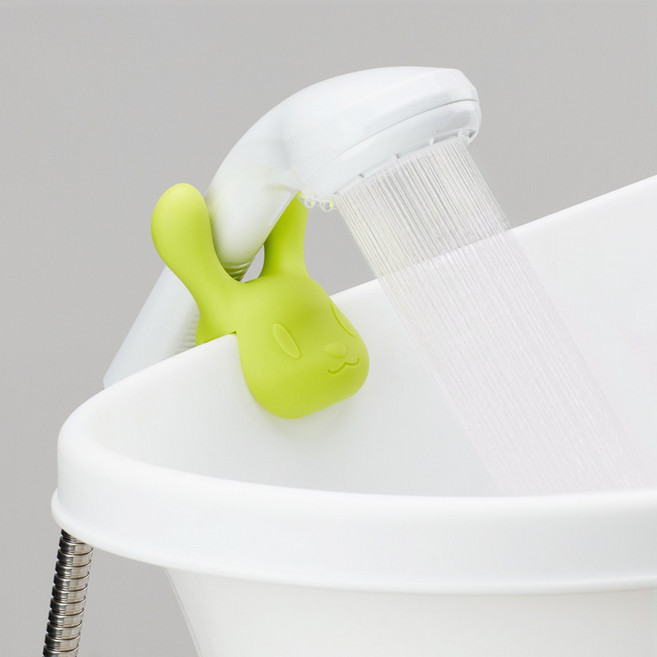 [아기목욕/손빨래] 버니 샤워기 집게 비조립식 샤워기 홀더 헤드 고정 거치대, 그린, 1개