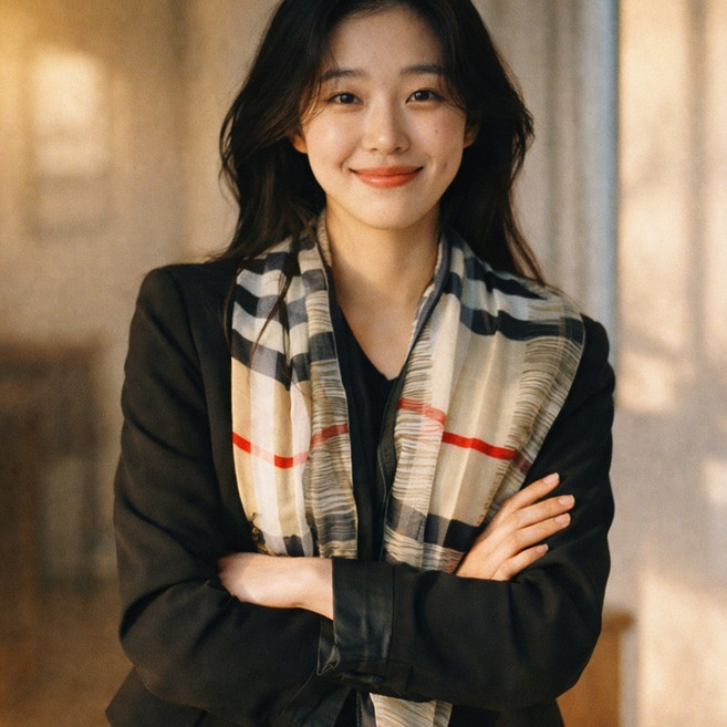 여성 쁘띠 롱 스카프 마름모 체크 얇고 가벼운 여름 간절기 목스카프 데일리 포인트 패션