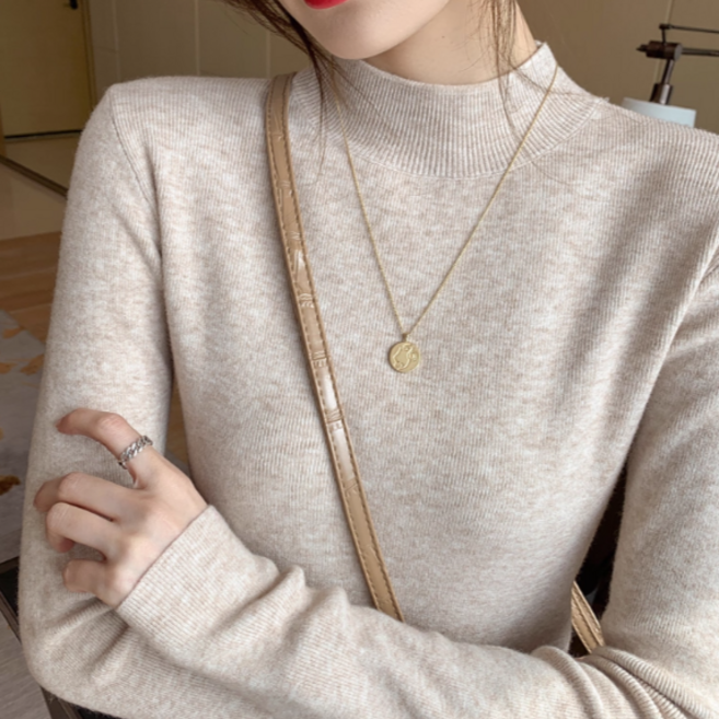 이즈리엘 여자 가을 겨울 이너 니트 반목폴라 무지 긴팔 티셔츠