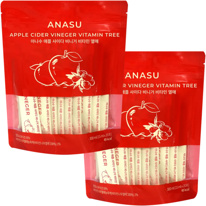아나수 유기농 애사비 20포 애플사이다비니거 스틱, 40개, 15ml