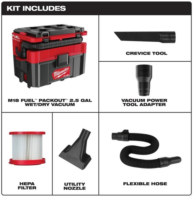 米沃奇 PACKOUT 18V 無碳刷 可堆疊 乾濕兩用吸塵器, 單買公司貨主機M18 FPOVCL-0, 單買公司貨主機M18 FPOVCL-0