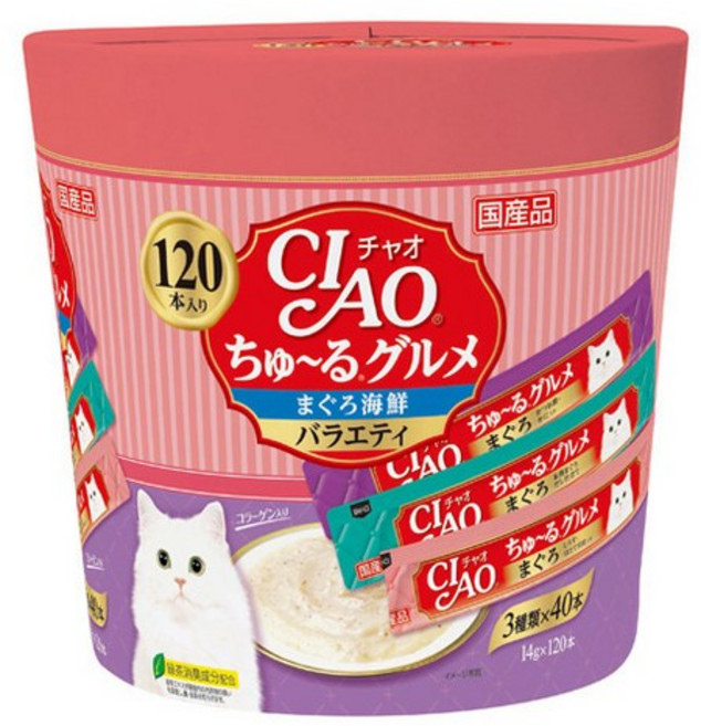 INABA 챠오츄르 120p 대용량 애묘간식 버라이어티 콤보세트, 혼합맛, 1.68kg, 1개