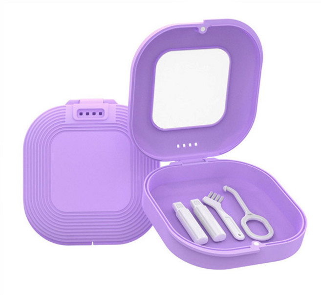 물결 휴대용 거울 교정기 보관 케이스 3종택1, 1개, 퍼플