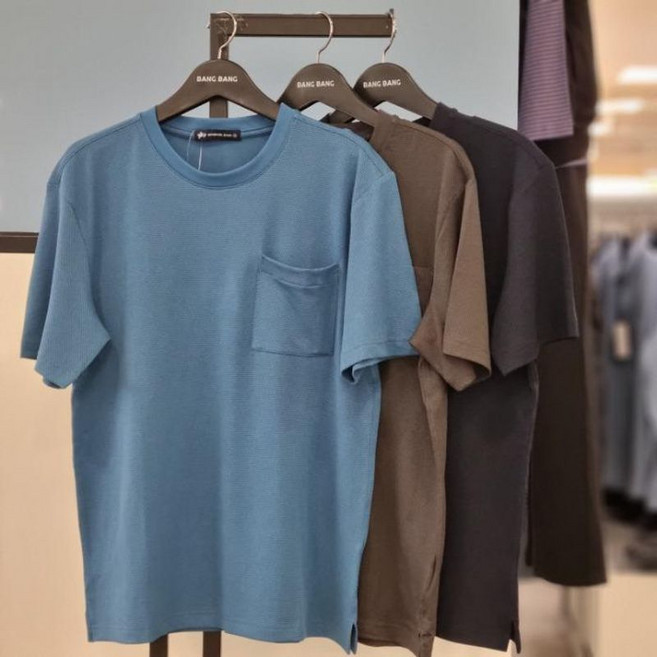 뱅뱅 HC21 여름 남성 가슴 포켓 라운드 반팔 티셔츠 NTM514