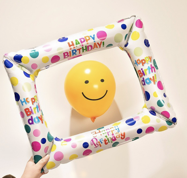 생일 액자 풍선 포토 프레임 HBD 풍선액자, 1개