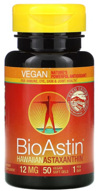 뉴트렉스 하와이 바이오 아스틴 아스타잔틴 12mg 비건 50정 헤마토코쿠스 추출물, 1개