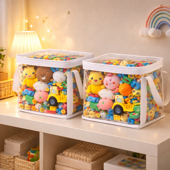 리치라라 투명깔끔 장난감정리함, 2개, 투명화이트