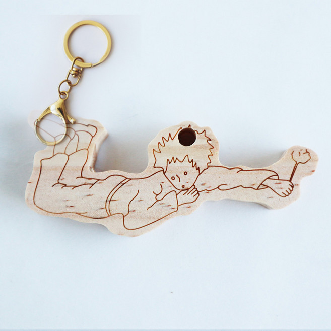 미가데코 원목 오너먼트 만들기 반제품 열쇠걸이 키링 공예 어린왕자, 1개, 고리포함  장미돌보기 1