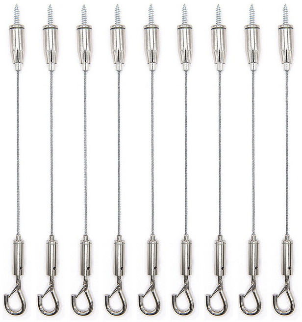 무타공 천장 슬림 와이어 액자 걸이, 9개, 실버