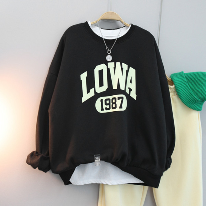 달콩 여성 빅사이즈 긴팔티 LOWA레터링오버핏맨투맨(기모)