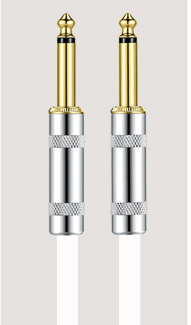 일렉트릭 기타 케이블 오디오 제조업체의 새로운 6.35 TS 고잡음 차폐 연결에 적합한 구부리기 위한 직선형, 하얀색, 6m, 1개