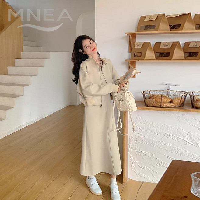 여성 투피스 슬림핏 원피스 자켓 세트 심플 베이직 데일리