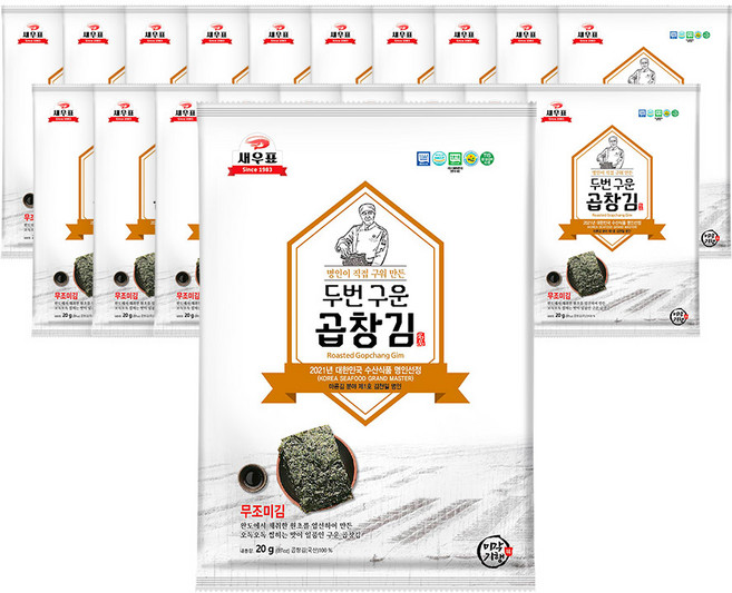 새우표 완도 프리미엄 두번구운 곱창김 20g, 20개