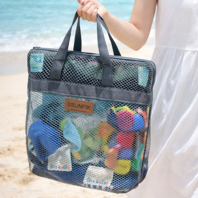 썬픽 물놀이 메쉬백 방수기저귀 가방, 그레이